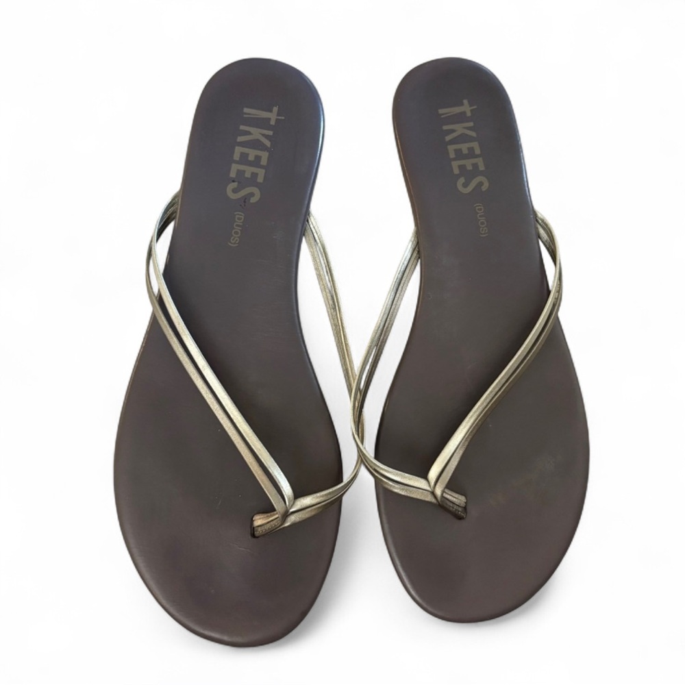 TKEES Duos Thong Sandal in Silver Showers Size 11